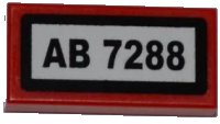 Tile 1 x 2 with 'AB 7288' Pattern (Sticker) - Set 7288 in rot, LEGO Teilenummer 3069pb0217