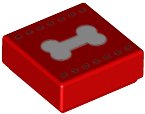 LEGO part Tile 1 x 1 with White Bone and Dark Red Stitching Pattern 3070pb214