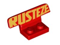 LEGO part Vehicle, Spoiler 1 x 4 on 1 x 2 Base with Gold 'RUSTEZE' Pattern 30925pb03