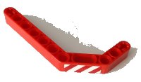 LEGO part Technic, Liftarm, Modified Bent Thick 1 x 11.5 Double with Red and White Danger Stripes Pattern Model Left Side (Sticker) - Set 42082 32009pb031L