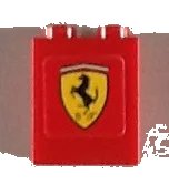 LEGO onderdeel Steen 1 x 2 x 2 met Binnenasthouder met Ferrari Logo Patroon (Sticker) - Set 8654 3245bpb27