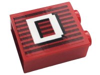 LEGO part Brick 1 x 2 x 2 with Inside Stud Holder with Gray Stripes and White Capital Letter D Pattern Model Right Side (Sticker) - Set 10272 3245cpb147R