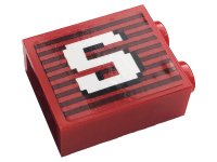 LEGO part Stein 1 x 2 x 2 mit Innenstift-Halter mit grauen Streifen und weißem Großbuchstabe S Muster (Aufkleber) - Set 10272 3245cpb154