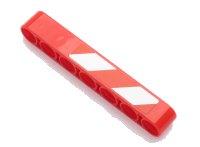 LEGO part Technic, Liftarm Thick 1 x 7 with Red and 2 White Danger Stripes Pattern Model Left Side (Sticker) - Set 42043 32524pb028L