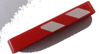 LEGO part Technic, Liftarm Thick 1 x 7 with Red and 2 White Danger Stripes Pattern Model Right Side (Sticker) - Set 42043 32524pb028R