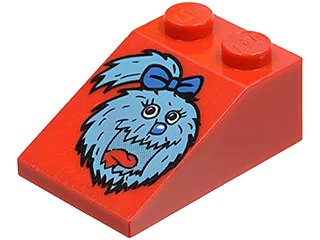 LEGO onderdeel Slope 33 3 x 2 with McDonald's Character with Medium Blue Fur, Red Tongue, and Blue Nose and Bow Pattern (Fry Girl) (3298pb086)