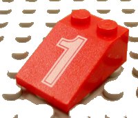 LEGO part Schräge 33 3 x 2 with White Number 1 Pattern 3298px9