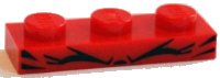 LEGO part Plate 1 x 3 with 2 Black Eyelashes, Closed Eyes and Squinting Lines - Super Angry Kitty Eyes Pattern 3623pb003