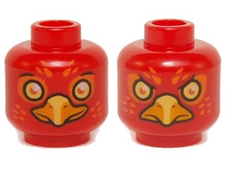 LEGO onderdeel Minifigure, Head Dual Sided Alien Chima Phoenix with Yellow Eyes and Beak, Orange Eye Shadow and Feathers, Surprised / Stern Pattern (3626pb1146)