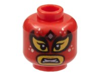 LEGO part Minifigure, Head Balaclava, Yellow Eyes and Mouth with Black Outlines, Silver Spots and Diamond on Forehead, Scowl Pattern - Hollow Stud 3626pb3077