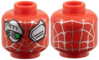 LEGO part Minifigure, Head Alien Silver Webbing, Eyes and Cyborg Eyepiece, Bright Green Eye Sensors Pattern 3626pb3954