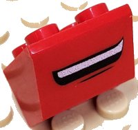 LEGO part Slope, Inverted 45 2 x 2 with Flat Bottom Pin with Smiling Mouth Pattern 3660pb012