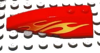 LEGO onderdeel Wedge 6 x 2 Left with Orange and Yellow Flames Pattern (Sticker) - Set 8667 (41748pb039)