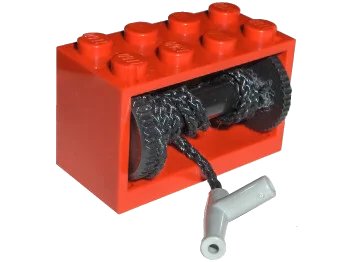 LEGO onderdeel String Reel 2 x 4 x 2 Holder with Black Drum with Black String 35L with Light Gray Hose Nozzle Simple (4209 / 4208 / 194cx2) (4209c02)