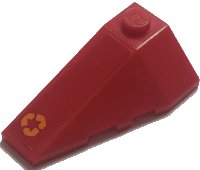 LEGO part Wedge 4 x 2 Triple Left with Orange Recycling Arrows on Red Background Pattern (Sticker) - Set 70615 43710pb17
