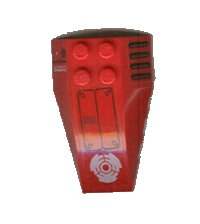 LEGO part Wedge 6 x 4 Triple Curved with Vent Grille, Panel and White Circular Pattern (Stickers) - Set 7701 43712pb005