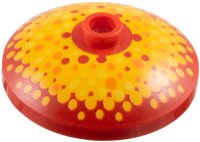 LEGO part Dish 3 x 3 Inverted (Radar) with Bright Light Orange, Bright Light Yellow, and Orange Dots Pattern 43898pb015
