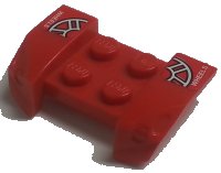 LEGO part Vehicle, Mudguard 2 x 4 with Headlights Overhang with White 'WHEELS' and Partial Wheels Pattern on Both Sides (Stickers) - Set 8655 44674pb29