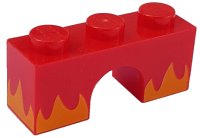 LEGO part Arch 1 x 3 with Bright Light Orange Flames Pattern (Angry Kitty) 4490pb03
