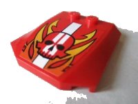 LEGO part Wedge 4 x 4 x 2/3 Triple Curved with Skull, Flames and Stripe Pattern (Sticker) - Set 8897 45677pb060