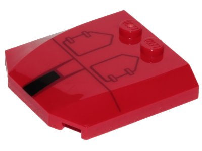 LEGO part Wedge 4 x 4 x 2/3 Triple Curved with SW A-wing Hull Plates Pattern (45677pb111)