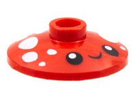 LEGO part Dish 2 x 2 Inverted (Radar) with  White Spots, Black Eyes and Grin Pattern 4740pb021