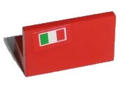 LEGO part Panel 1 x 2 x 1 with Italian Flag on Red Background Pattern Model Left Side (Sticker) - Set 8654 / 8375 / 8673 4865pb012l