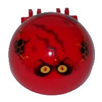 LEGO part Windscreen 6 x 6 x 3 Canopy Half Sphere with Dual 2 Fingers with Globlin with Yellow and Orange Eyes Pattern 50747pb12