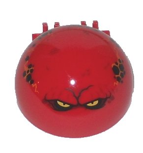 LEGO part Windscreen 6 x 6 x 3 Canopy Half Sphere with Dual 2 Fingers with Globlin with Squinting Yellow Eyes Pattern (50747pb13)