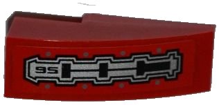 LEGO onderdeel Slope, Curved 3 x 1 with Black '95' and Mechanical Pattern (Sticker) - Set 7977 (50950pb043)