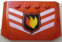 LEGO onderdeel Wedge 4 x 6 x 2/3 Triple Curved with Fire Logo Badge and 3 White Chevrons Pattern (Sticker) - Set 7239 52031pb005