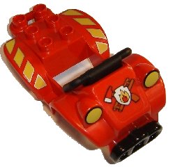 LEGO onderdeel Duplo Cabin 4 x 7 x 2 Four Wheel Bike with Black Handlebars with Fire Pattern (54005c01pb02)