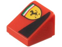 LEGO part Slope 30 1 x 1 x 2/3 with Ferrari Logo and Black Triangle Pattern Model Left Side 54200pb126L