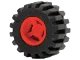 Wheel 11mm D. x 12mm, Hole Notched for Wheels Holder Pin with Black Tire Offset Tread Small Wide (6014b / 6015) in rosso, numero pezzo LEGO 6014bc01