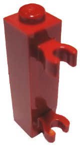 LEGO part Brick, Modified 1 x 1 x 3 with 2 Clips (Vertical Grip) - Solid Stud 60583a