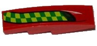 LEGO part Slope, Curved 4 x 1 with Lime and Green Checkered Stripe Pattern Model Left Side (Sticker) - Set 7967 61678pb027L