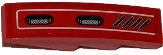 LEGO onderdeel Slope, Curved 4 x 1 with 2 Vent Holes and Diagonal Vent Grille Pattern Model Right (Sticker) - Set 7978 (61678pb036R)