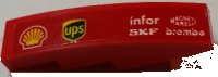 LEGO part Slope, Curved 4 x 1 with 'MAGNETI MARELLI', 'brembo', 'infor', 'SKF' and ups and Shell Logos Pattern Model Left Side (Sticker) - Set 75913 61678pb098L