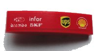 LEGO part Slope, Curved 4 x 1 with 'MAGNETI MARELLI', 'brembo', 'infor', 'SKF' and ups and Shell Logos Pattern Model Right Side (Sticker) - Set 75913 61678pb098R