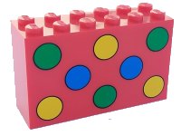 LEGO part Brick 2 x 6 x 3 with Green, Yellow and Blue Dots Pattern 6213p02