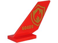 LEGO part Tail Shuttle with Gold '60409' and Fire Logo with Flame and Shield Pattern on Both Sides 6239pb093