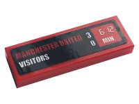 LEGO part Tile 1 x 3 with 'MANCHESTER UNITED 3', 'VISITORS 0' and Clock with '6:12 MIN' Pattern (Sticker) - Set 10272 63864pb155