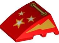 LEGO part Wedge 4 x 3 Triple Curved No Studs with Gold Lightning Bolts, Stars, and Bar Handle Pattern 64225pb060
