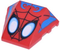 LEGO part Wedge 4 x 3 Triple Curved No Studs with White and Bright Light Blue Eyes, Black Spider Web and Blue Swirls Pattern 64225pb094