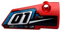 LEGO part Technic, Panel Fairing # 4 Small Smooth Long, Side B with '01', Fuel Hole and White Stripe on Black Background Pattern (Sticker) - Set 42073 64391pb051