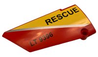 LEGO part Technic, Panel Fairing #17 Large Smooth, Side A with Silver Stripe, 'RESCUE' and 'LT 9396' Pattern (Sticker) - Set 9396 64392pb028