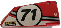 LEGO part Technic, Panel Fairing #18 Large Smooth, Side B with Number 71 and 'FRAME WORK' Pattern (Sticker) - Set 42000 64682pb023