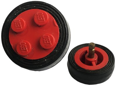 LEGO part Wheel with 4 Studs and Axle with Black Tire Smooth - Small Solid (7039 / 132old) (7039c01)