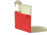 Door 1 x 3 x 3 Left with Horizontal Handle with Molded Trans-Clear Window Pattern en rouge, numéro de pièce LEGO 801apb00