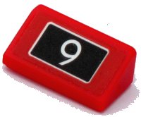 LEGO part Slope 30 1 x 2 x 2/3 with White '9' on Black Background Pattern (Sticker) - Set 10258 85984pb212